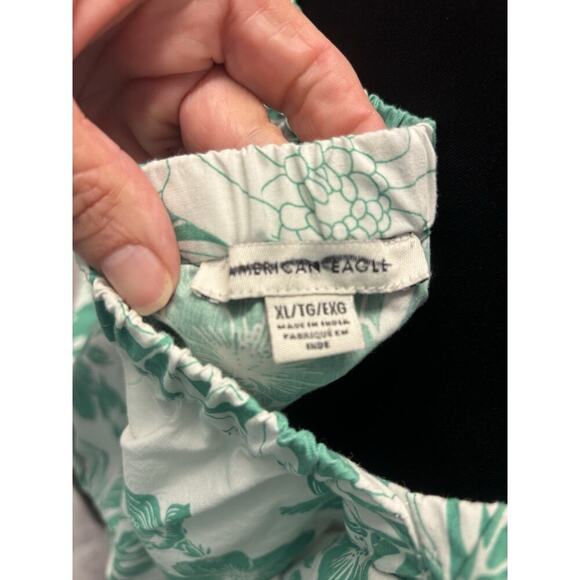 American Eagle Green And White Peasant Top XL - Picture 5 of 6